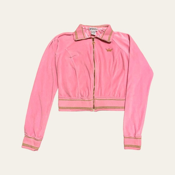 Y2K Baby Pink Velour Zip-Up Jacket - Picture 2 of 4
